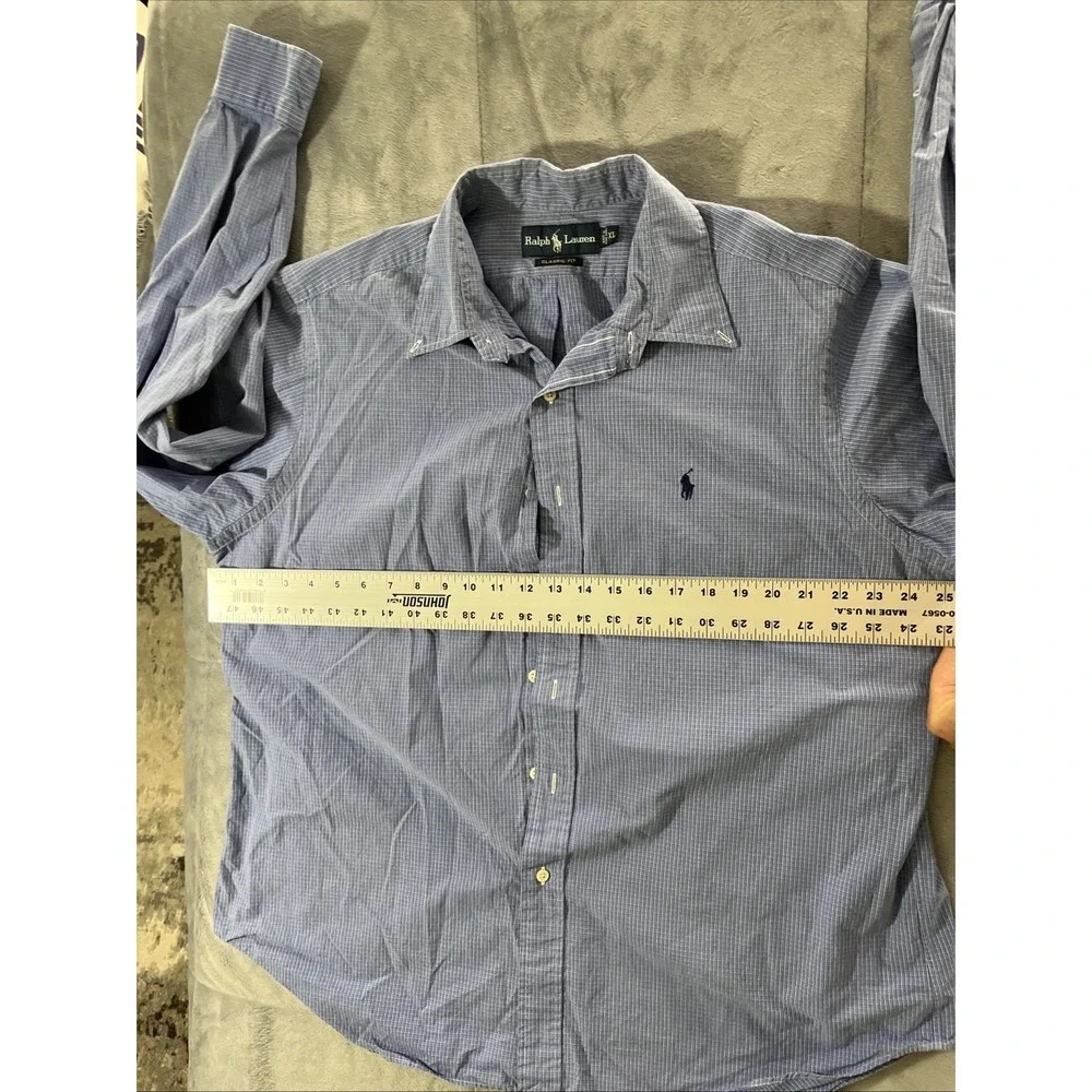 Ralph Lauren Blue‎ Geometric Long Sleeve Polo Shirt Men's XL